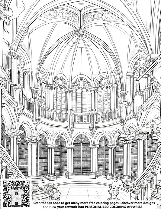 FREE Historic Library Coloring Page Printable Download