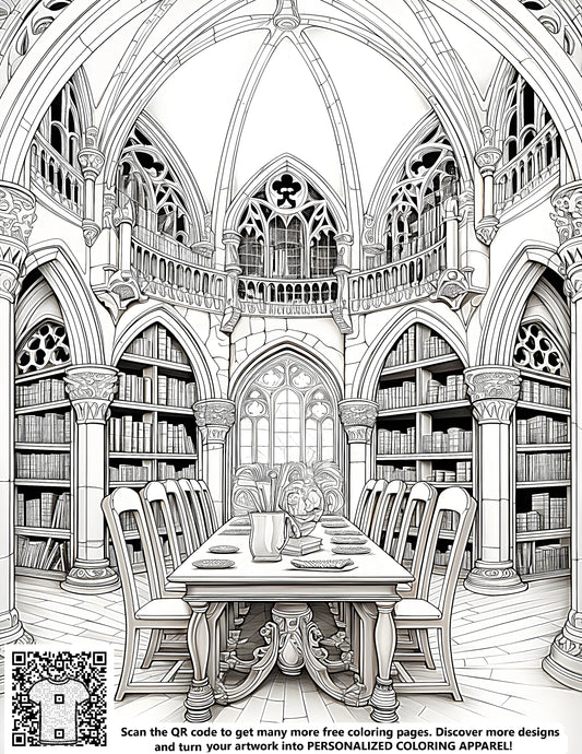 FREE Medieval Library Coloring Page Download NOW