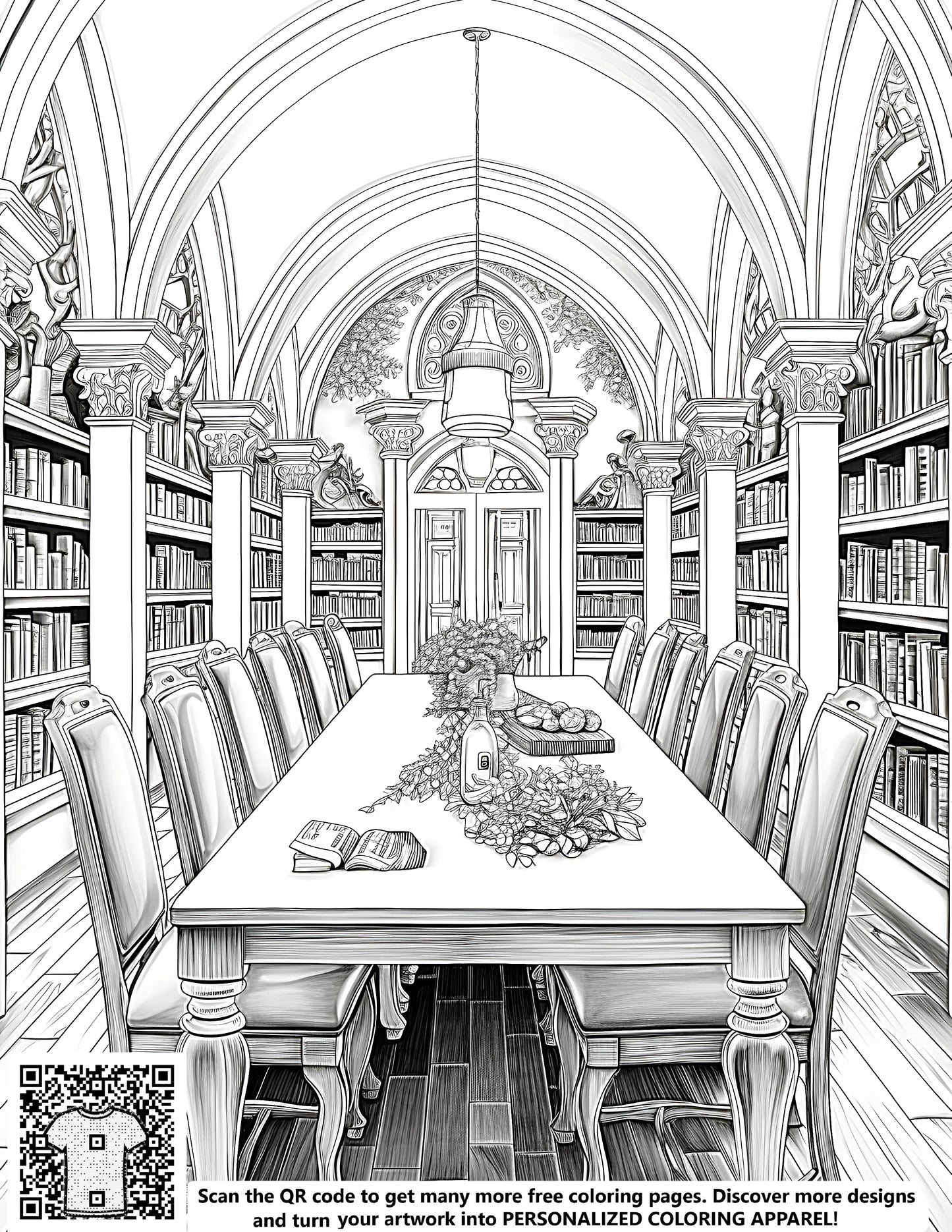 FREE Medieval Library Coloring Page - Printable Download