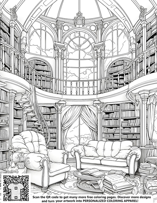 FREE Library Coloring Page Download NOW