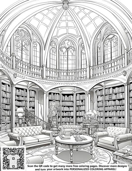 FREE Luxurious Library Coloring Page - Printable Download