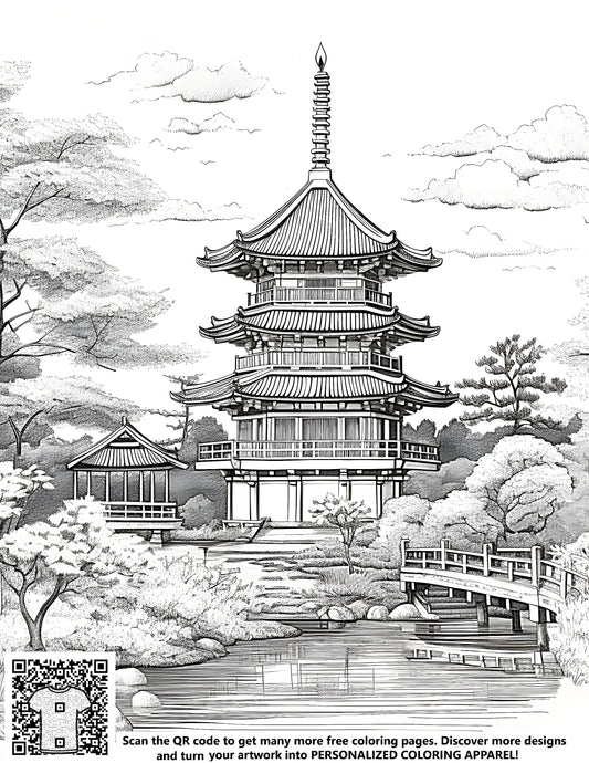 FREE Japanese Pagoda Coloring Page Download NOW