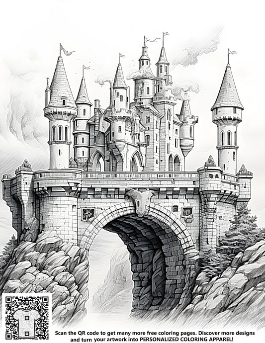 FREE Fantasy Castle Coloring Page - Printable Intricate Sketch