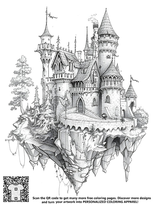 FREE Floating Castle Coloring Page - Printable Download