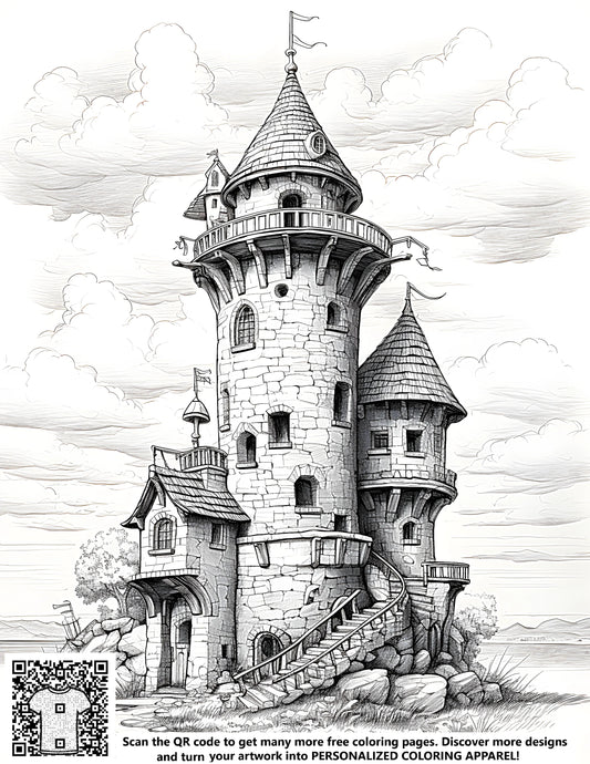 FREE Medieval Tower Coloring Page - Printable Download