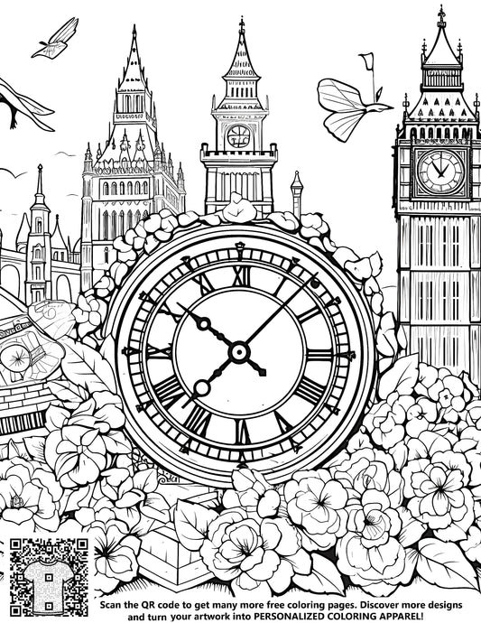 FREE Big Ben London Landmarks Coloring Page - Printable Download