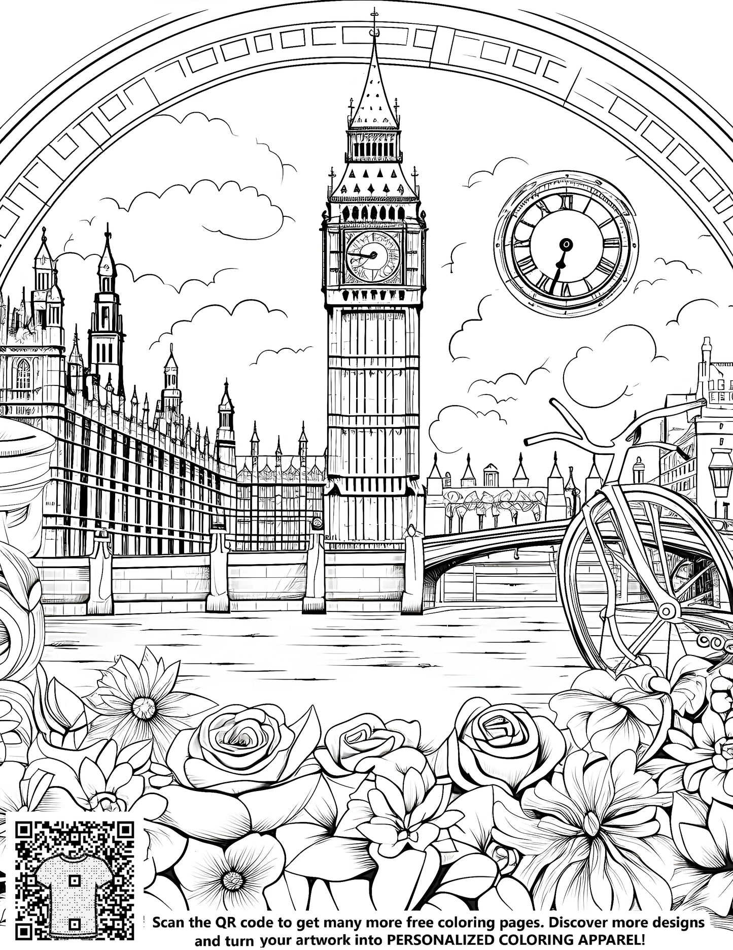 FREE Intricate Big Ben Coloring Page Printable Download