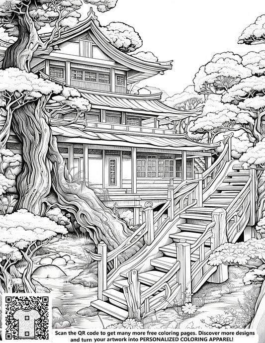 FREE Detailed Japanese House Coloring Page - Download NOW