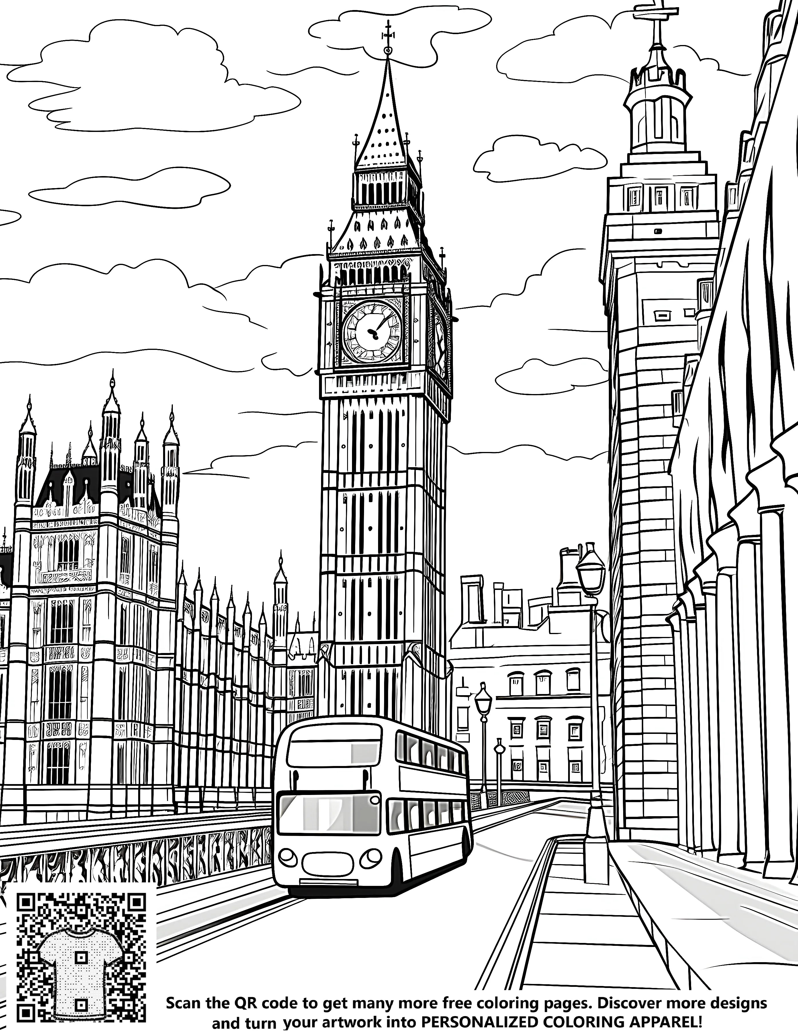 FREE Big Ben London Architecture Coloring Page - Printable Download ...
