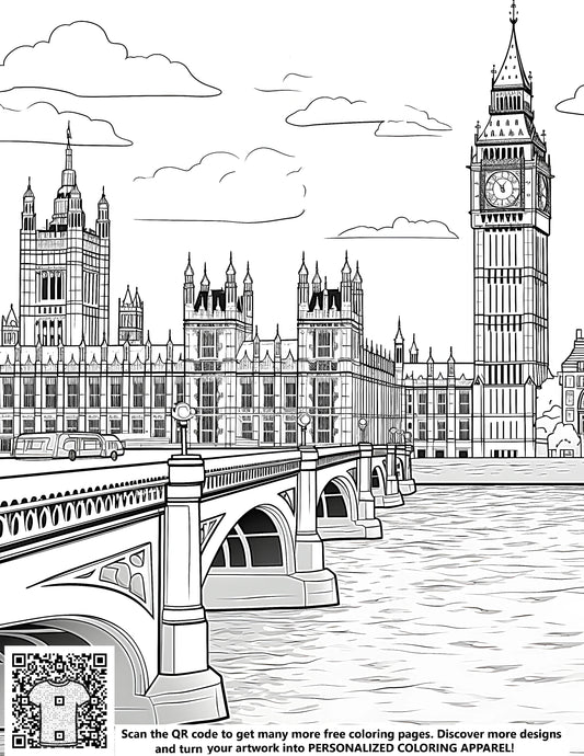 FREE London Big Ben Coloring Page Download NOW