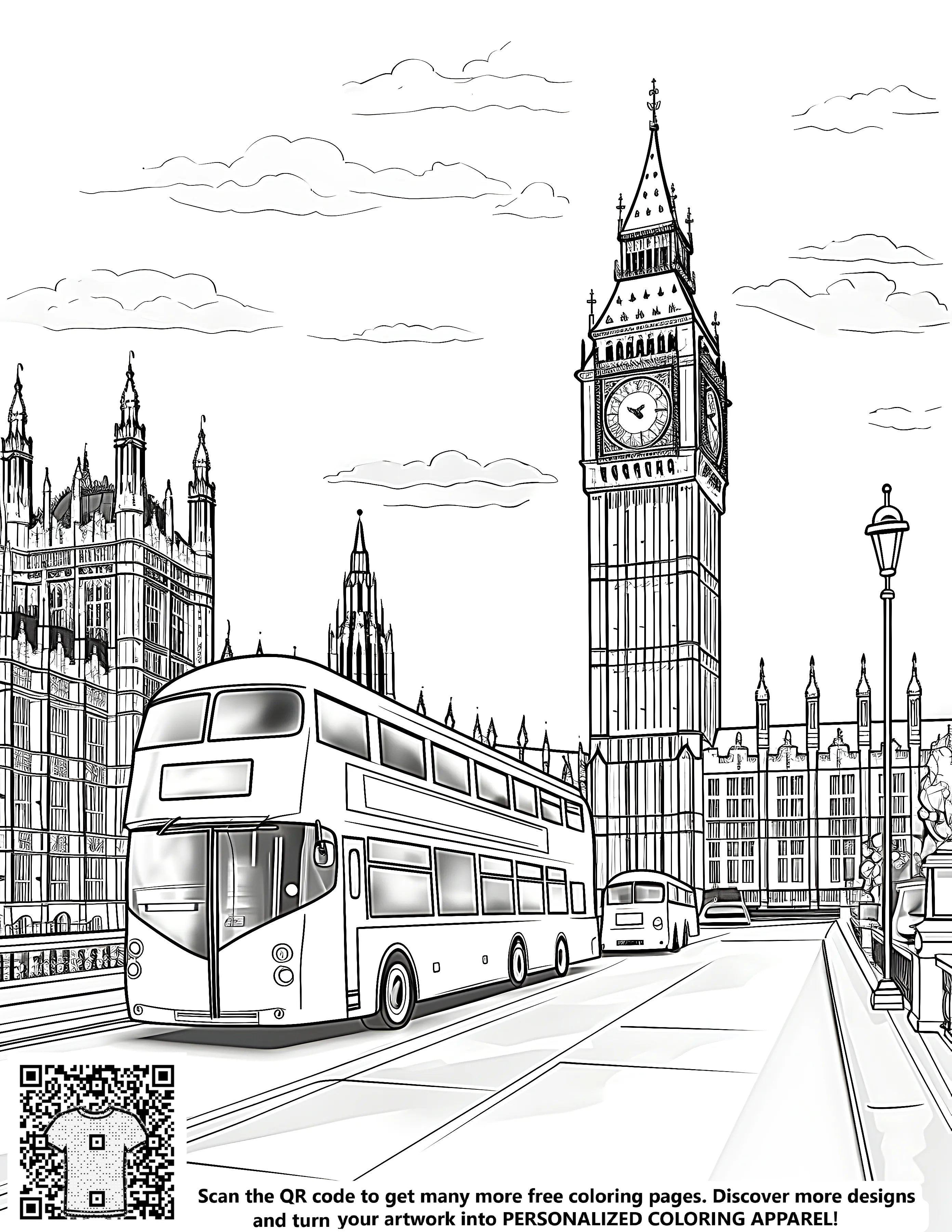 Free London Landmarks Coloring Page PDF – Davinci in You