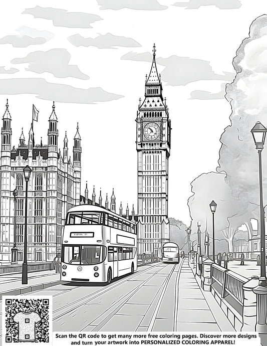 FREE Big Ben and Palace of Westminster Coloring Page Download NOW