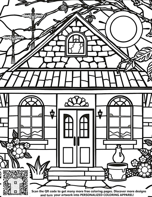 FREE Cottage Garden Coloring Page - Download NOW