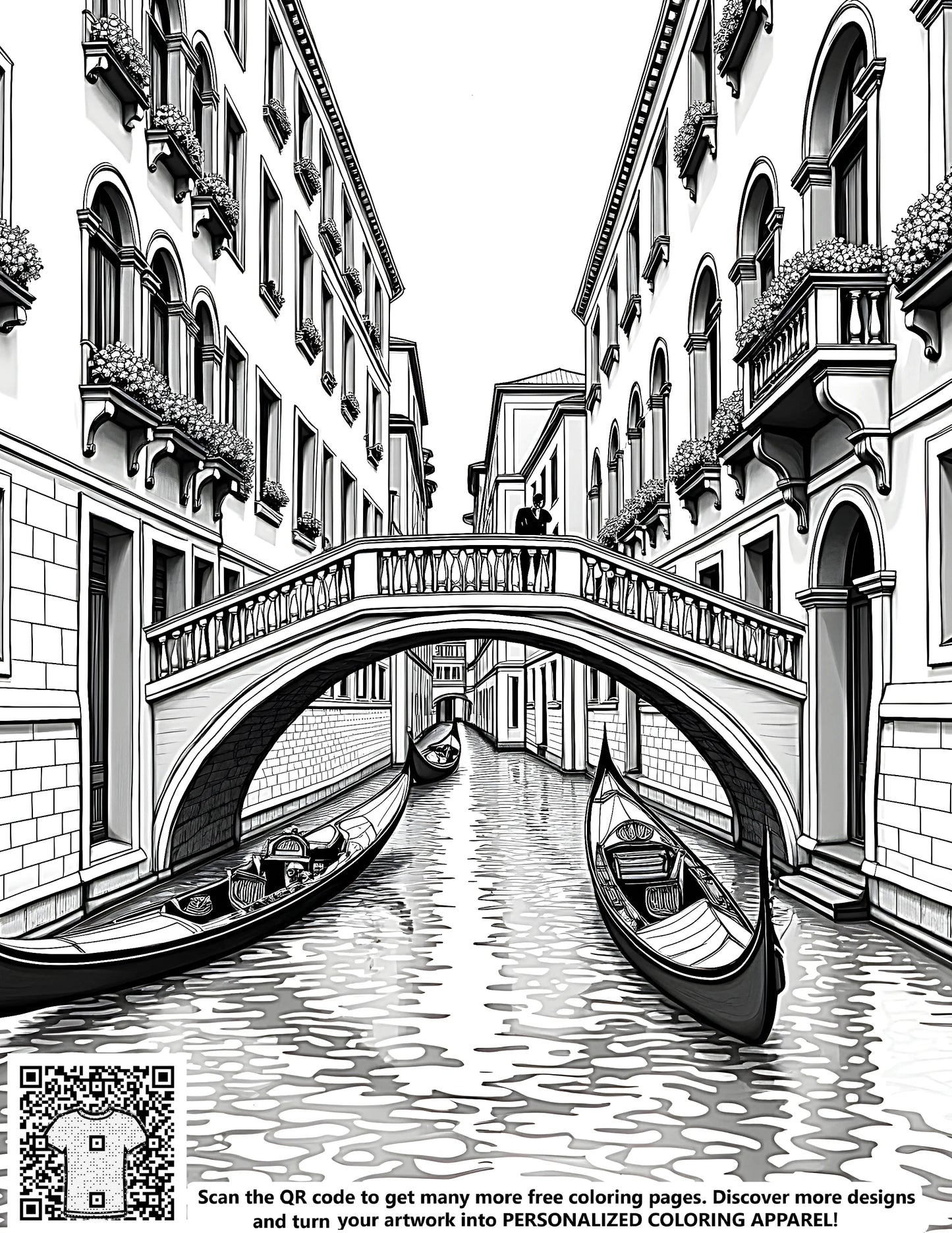 FREE Venetian Canal Scene Coloring Page Download NOW