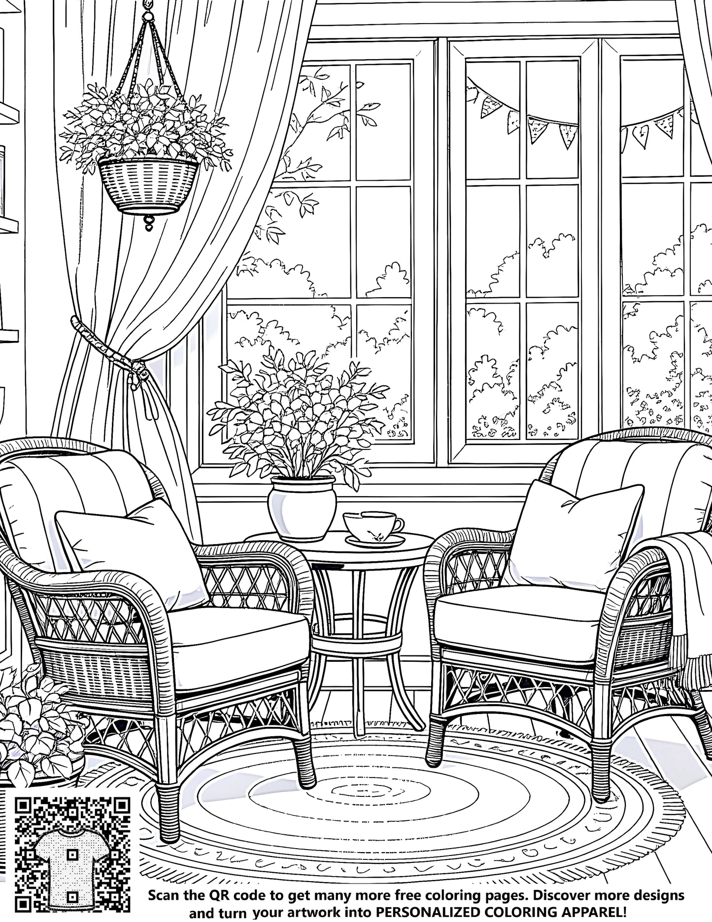 FREE Cozy Indoor Setting Coloring Page Download