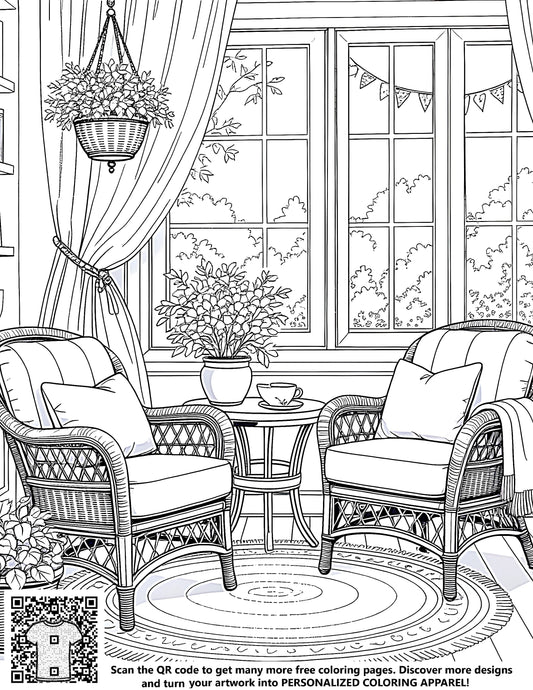 FREE Cozy Indoor Setting Coloring Page Download