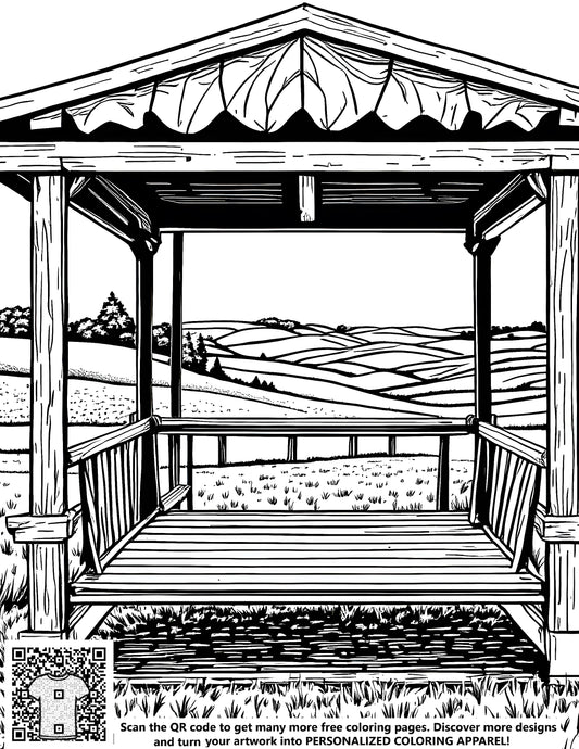 FREE Gazebo Coloring Page - Serene Hills Printable Download