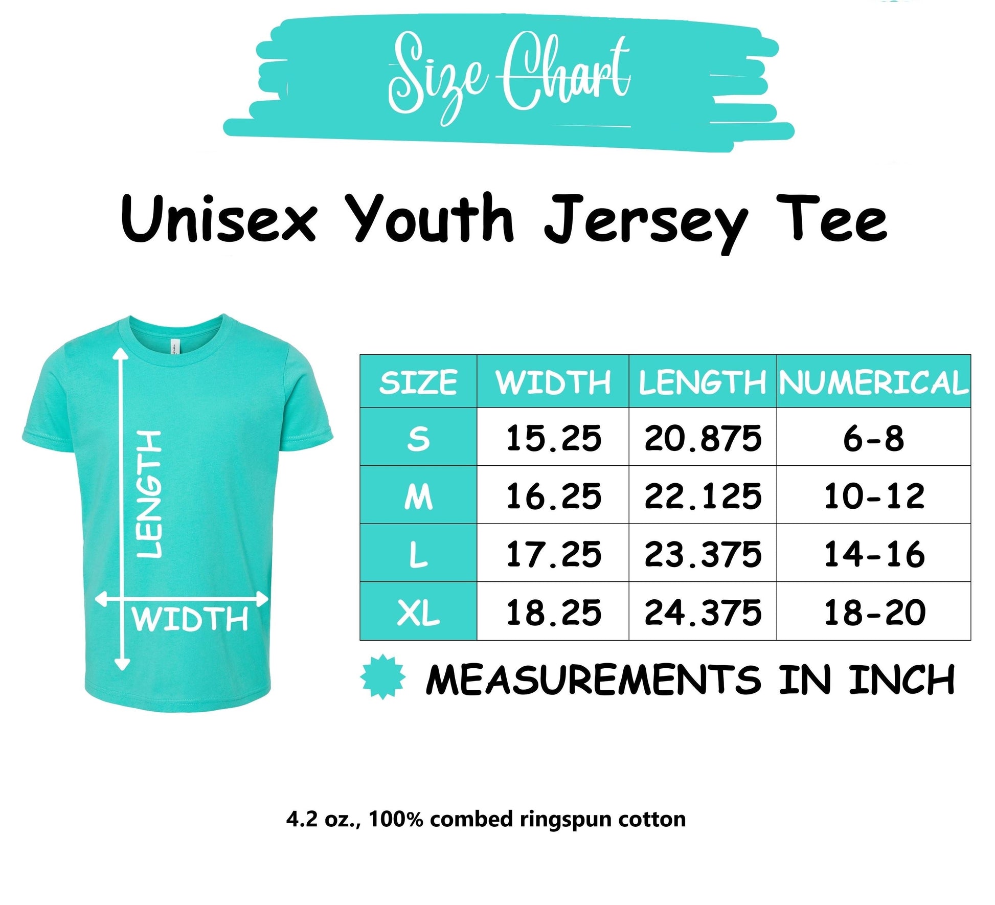 Kids T-Shirt size chart for DaVinci in You coloring kits
