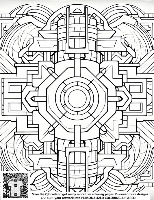 FREE Geometric Pattern Coloring Page - Intricate Symmetrical Design Download