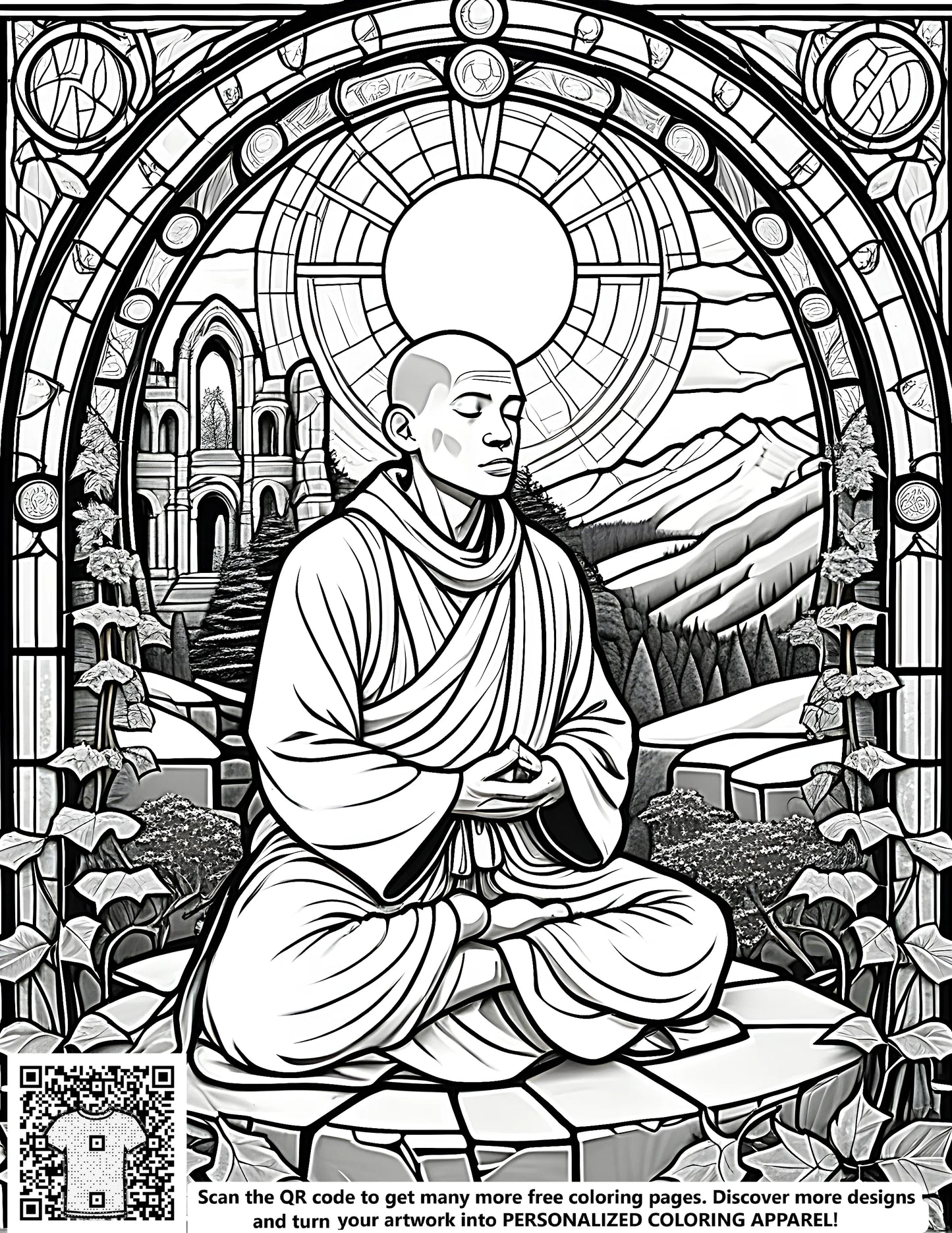 FREE Peaceful Monk Coloring Page Download NOW