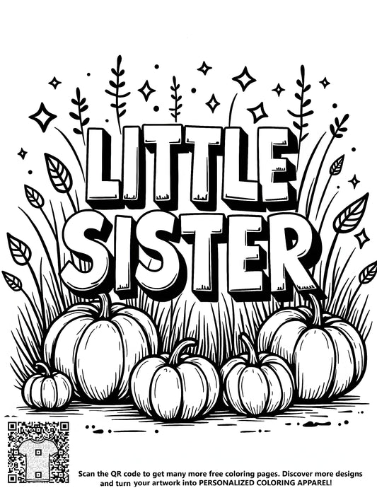 FREE Little Sister Pumpkin & Plant Coloring Page - Download NOW