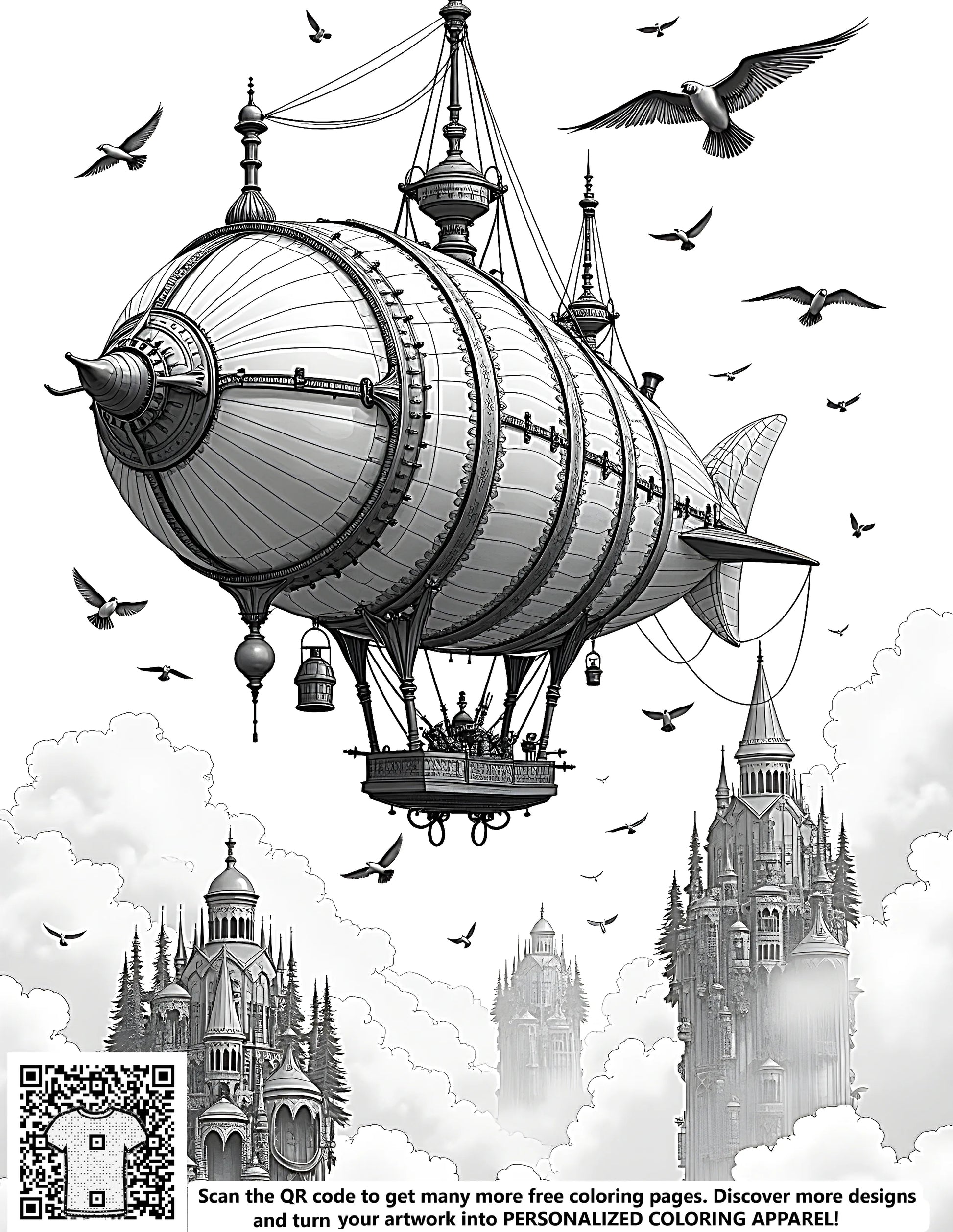Coloring kit with fantasy castle designs