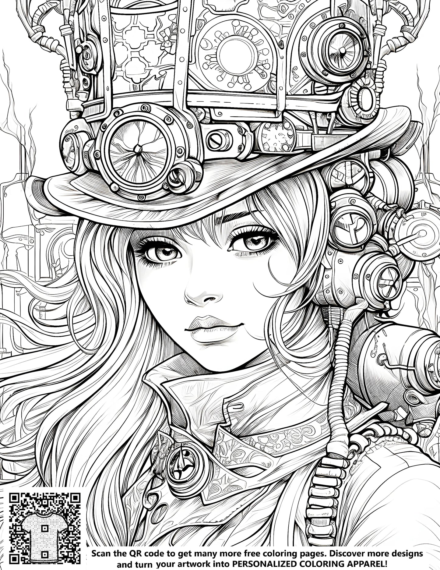 FREE Steampunk Girl Coloring Page Download NOW