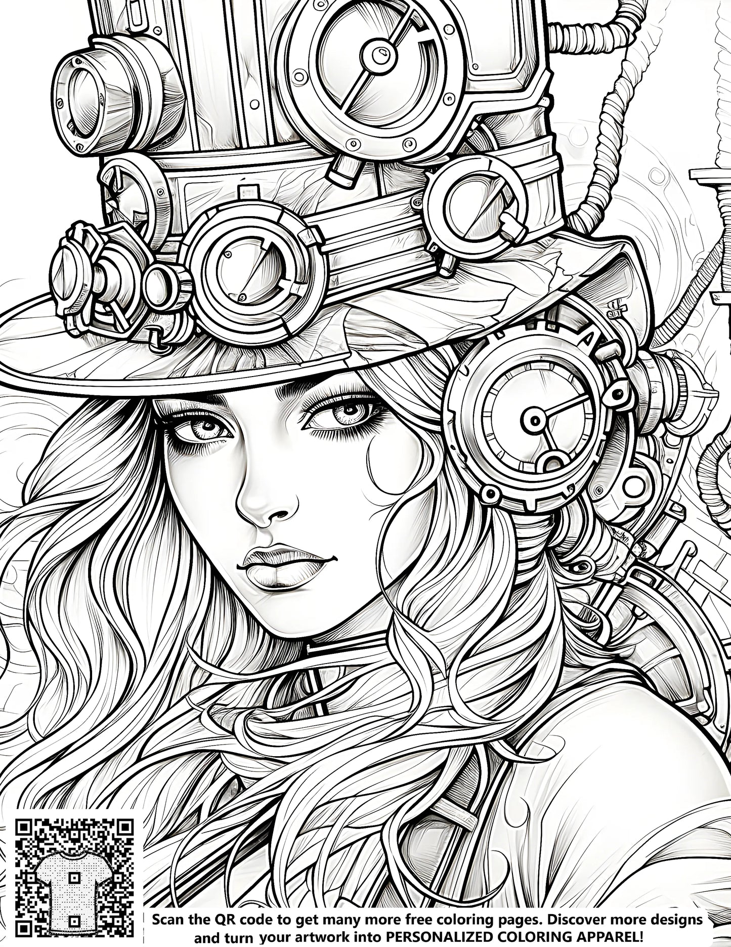 FREE Steampunk Woman Coloring Page - Download NOW
