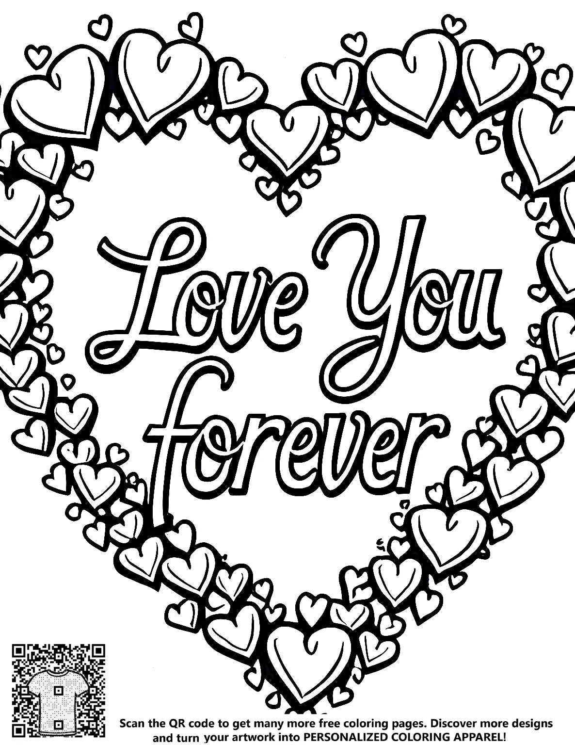 FREE Love You Forever Heart Coloring Page - Download NOW