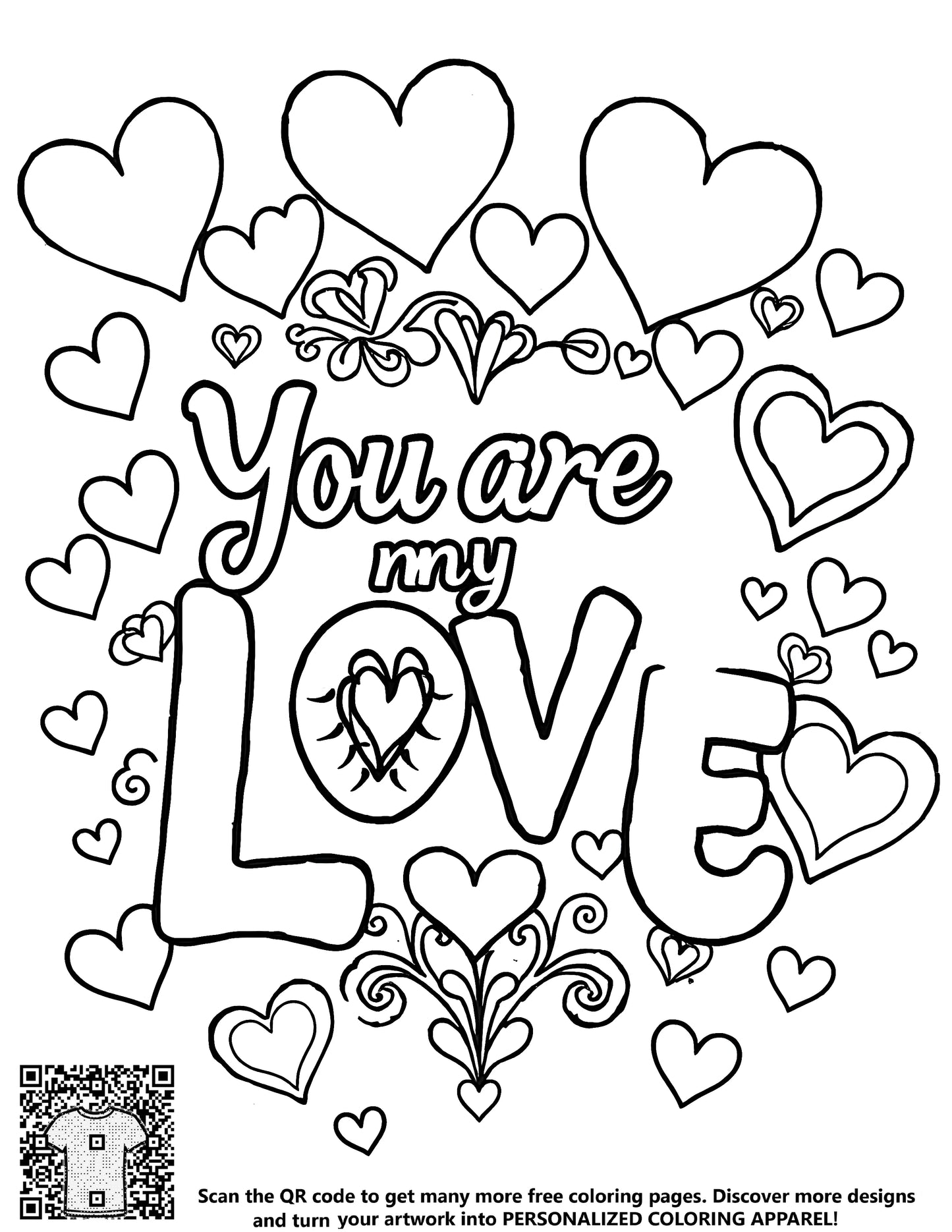FREE You Are My Love Heart Designs Coloring Page Download