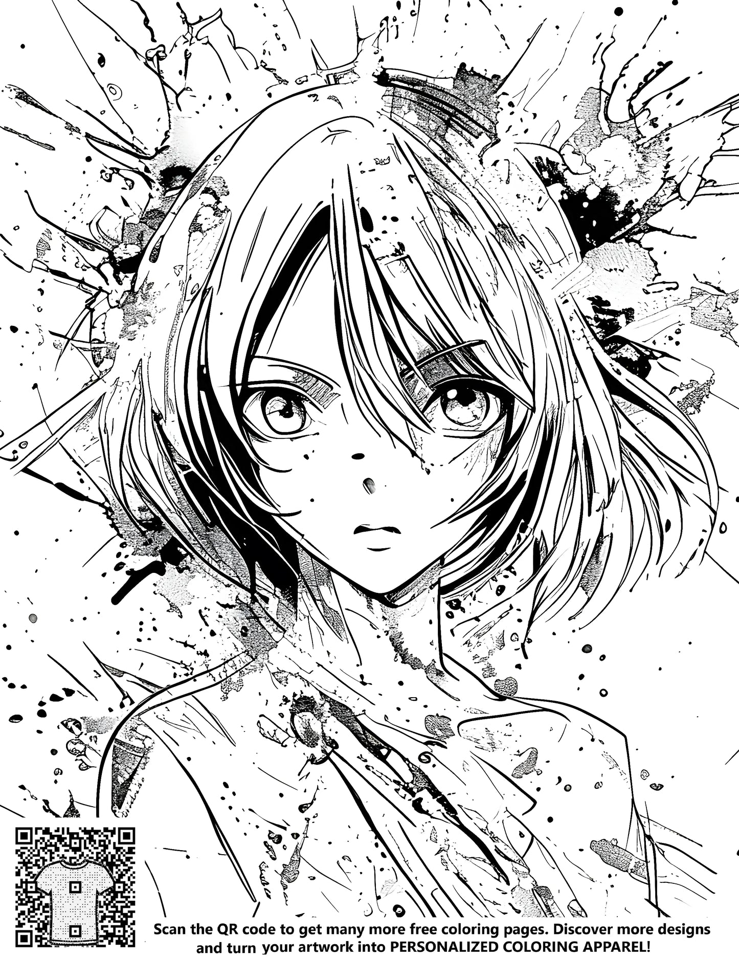 FREE Anime Girl Coloring Page - Expressive Eyes Printable Download