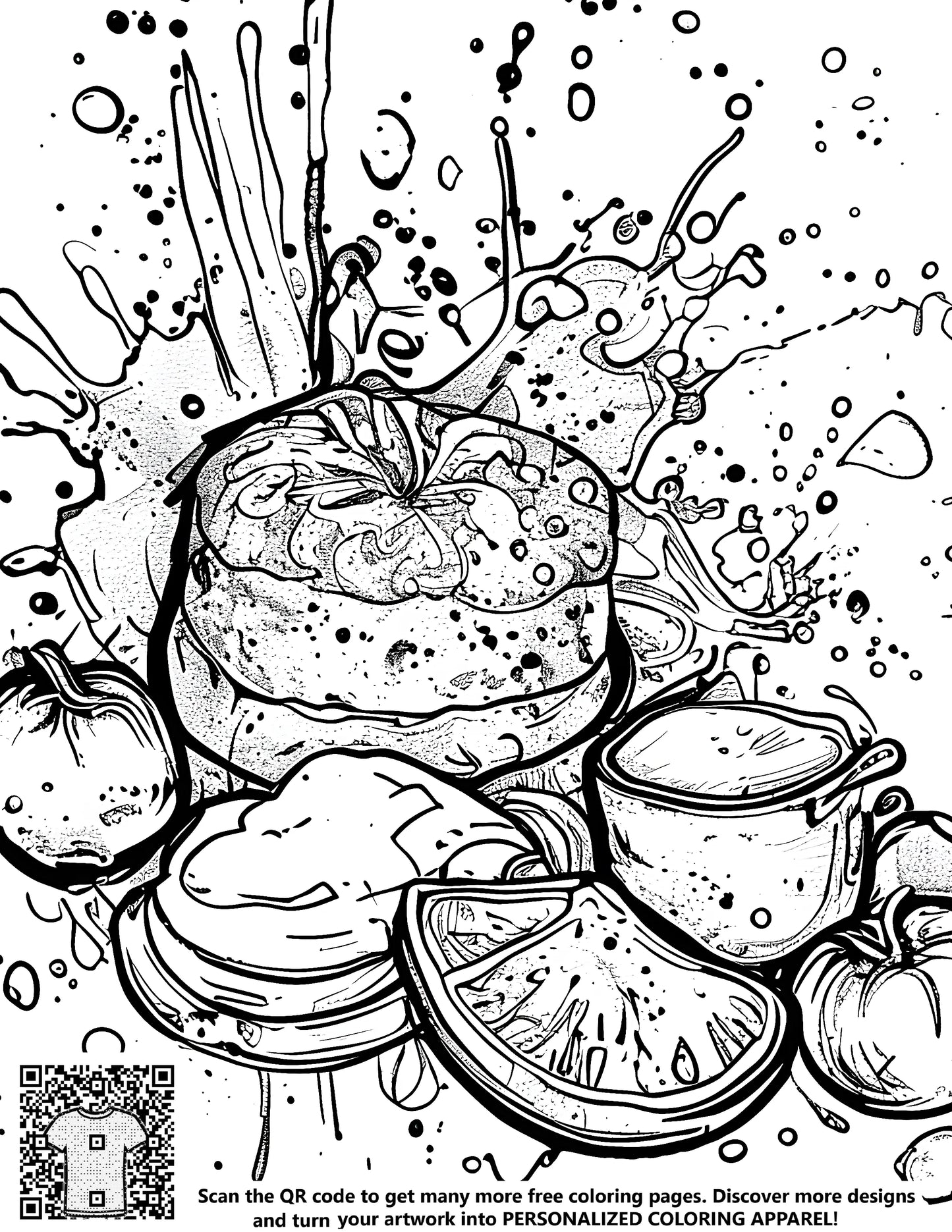 FREE Artistic Fruit and Bread Coloring Page Download
