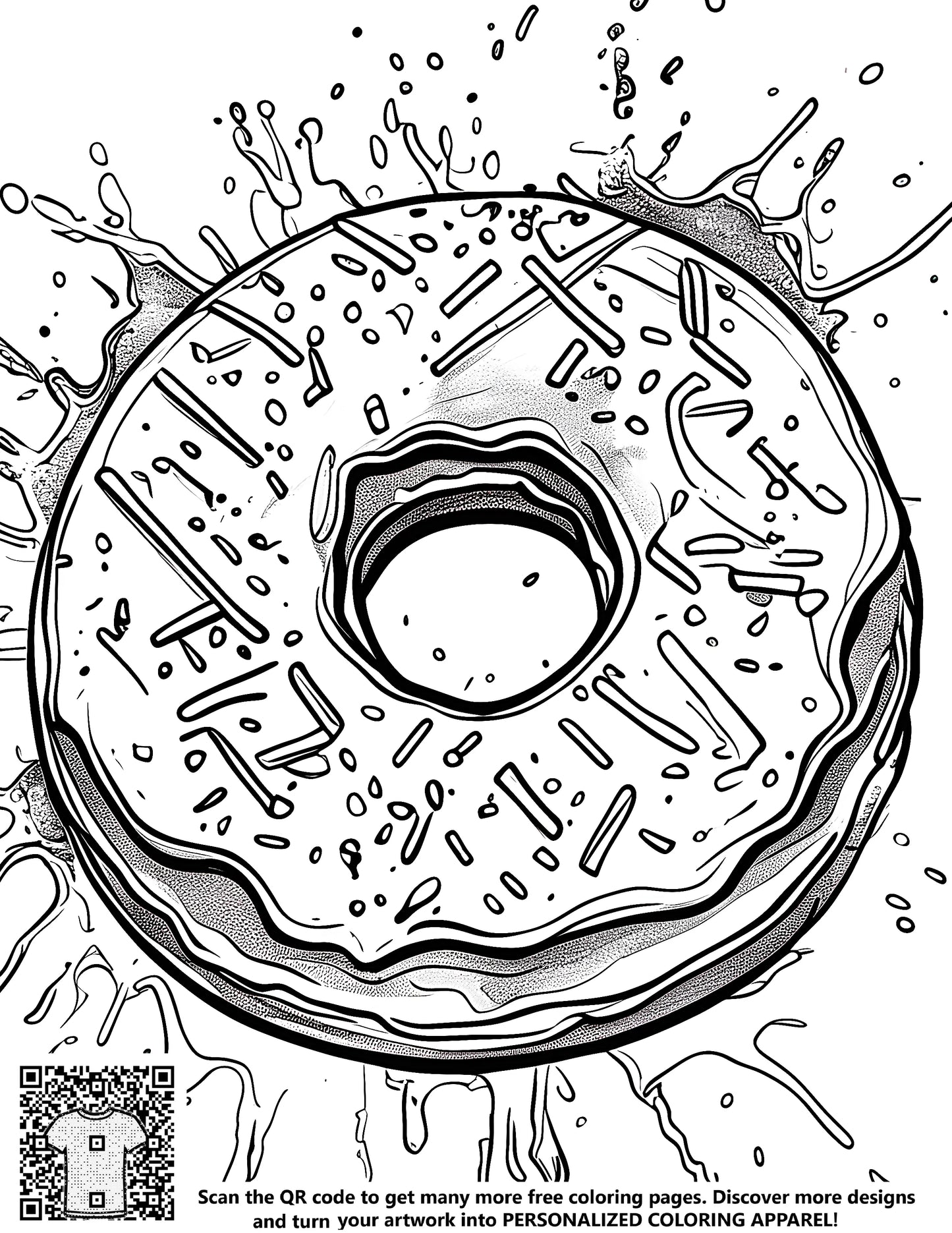 FREE Donut with Sprinkles Coloring Page Download NOW