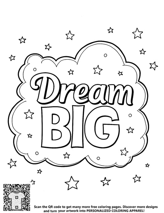 FREE Dream Big Coloring Page Printable Download