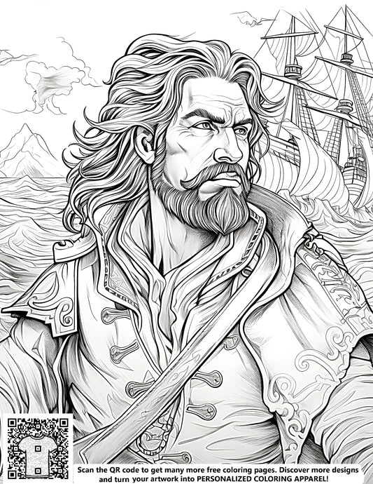 FREE Pirate Captain Coloring Page - Download NOW