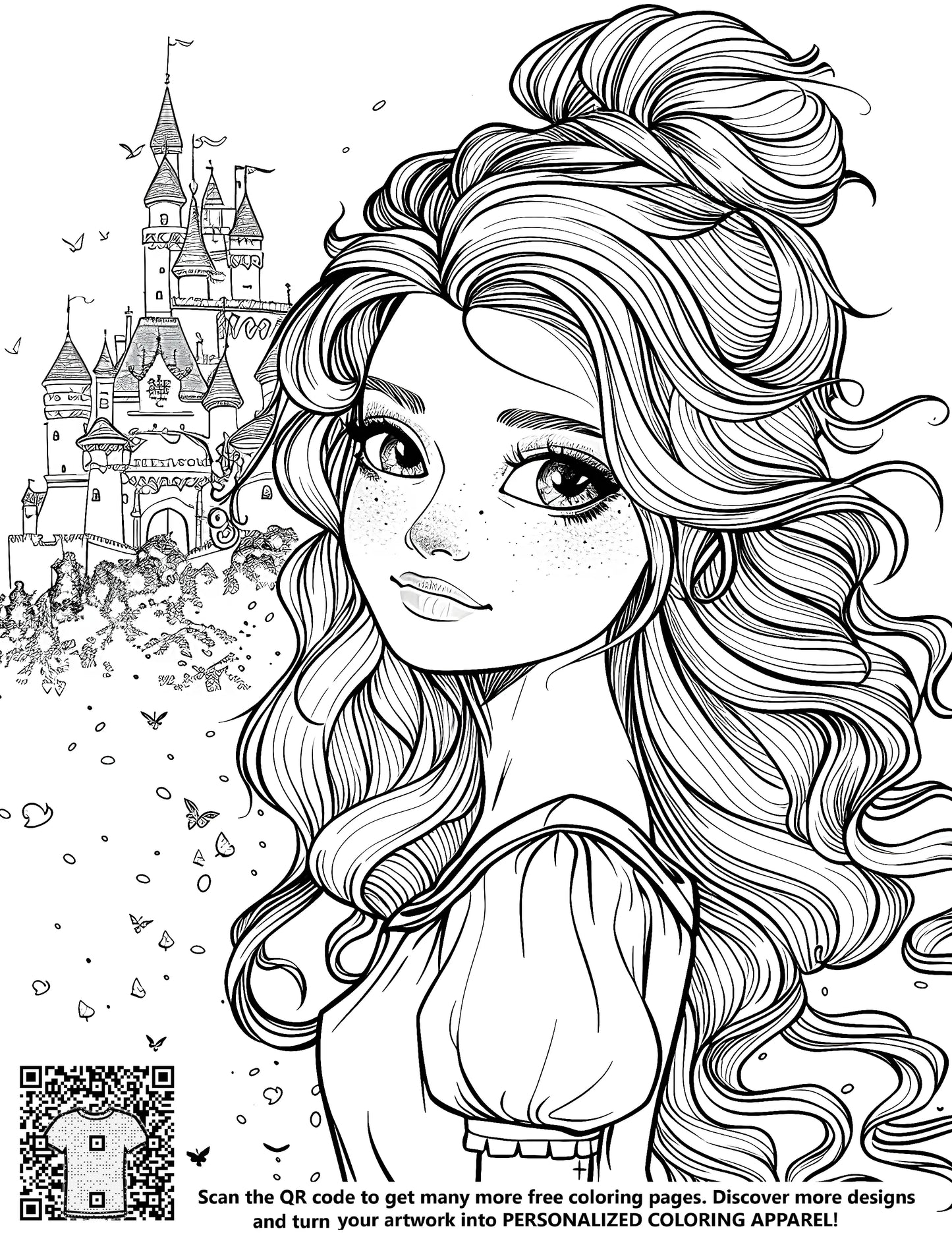 FREE Princess Coloring Page with Castle - Download NOW