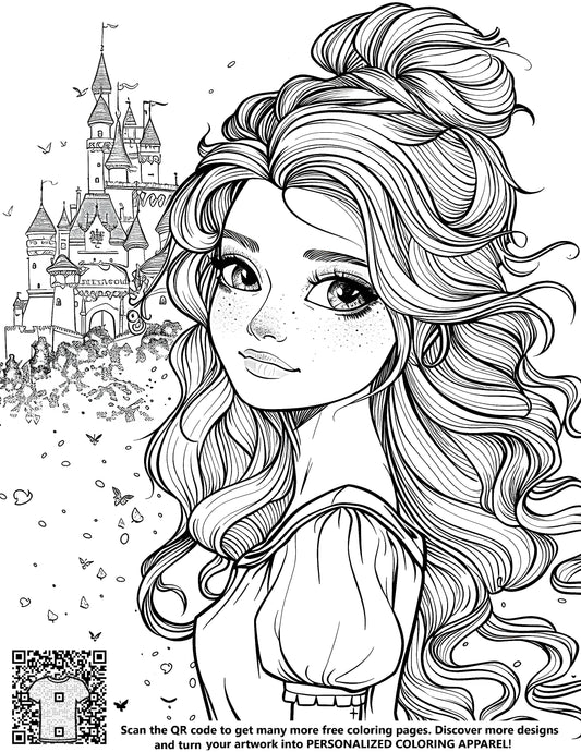 FREE Princess Coloring Page with Castle - Download NOW