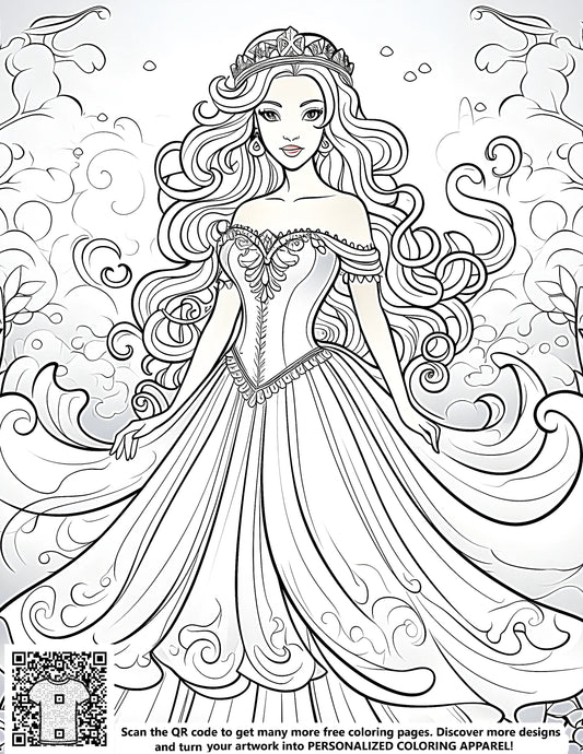 FREE Fantasy Princess Coloring Page - Printable Download