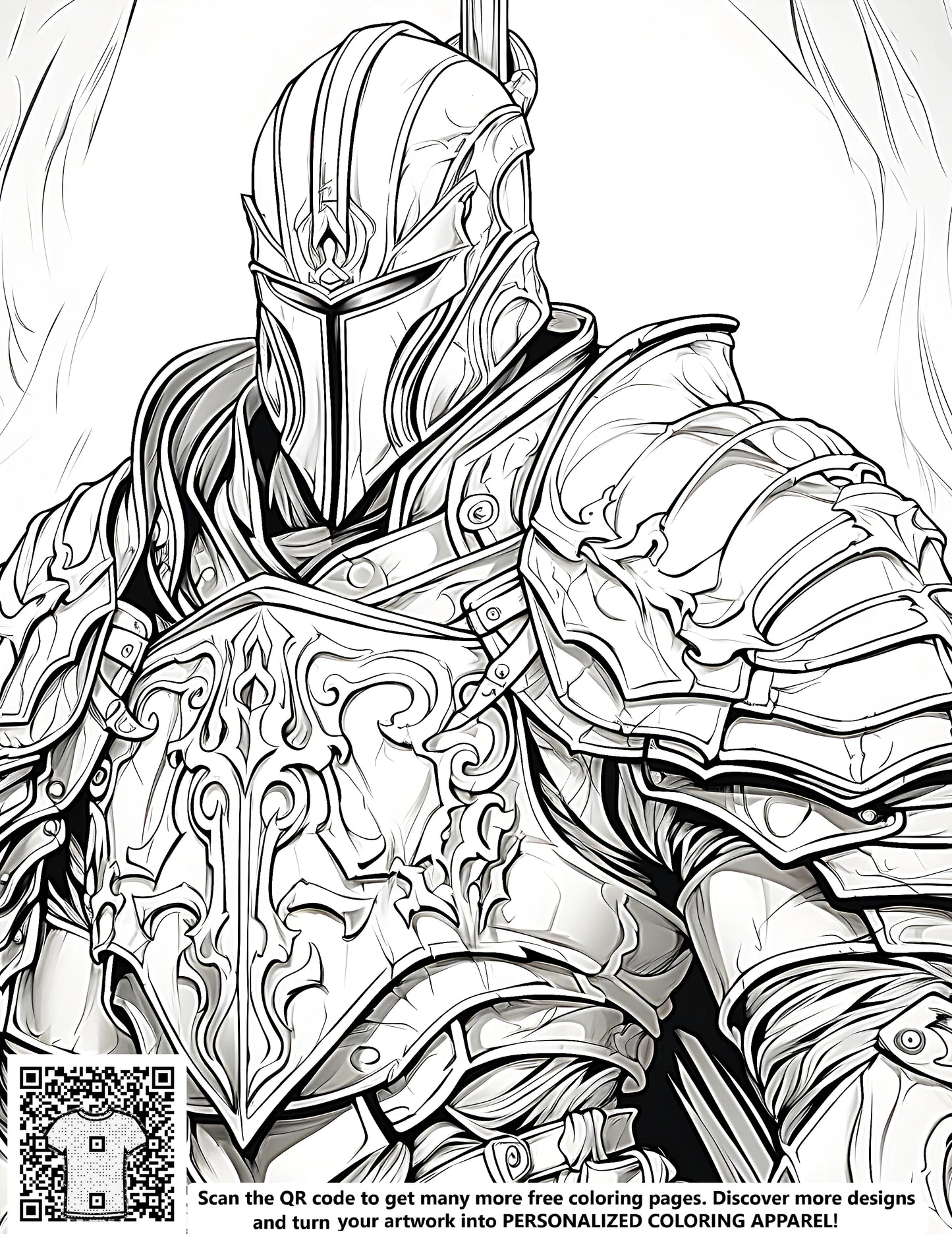 FREE Knight in Intricate Armor Coloring Page - Printable Download