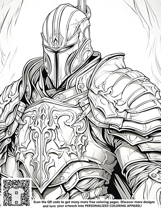 FREE Knight in Intricate Armor Coloring Page - Printable Download