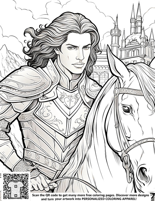 FREE Knight Coloring Page - Detailed Armor & Castle Scene - Printable Download