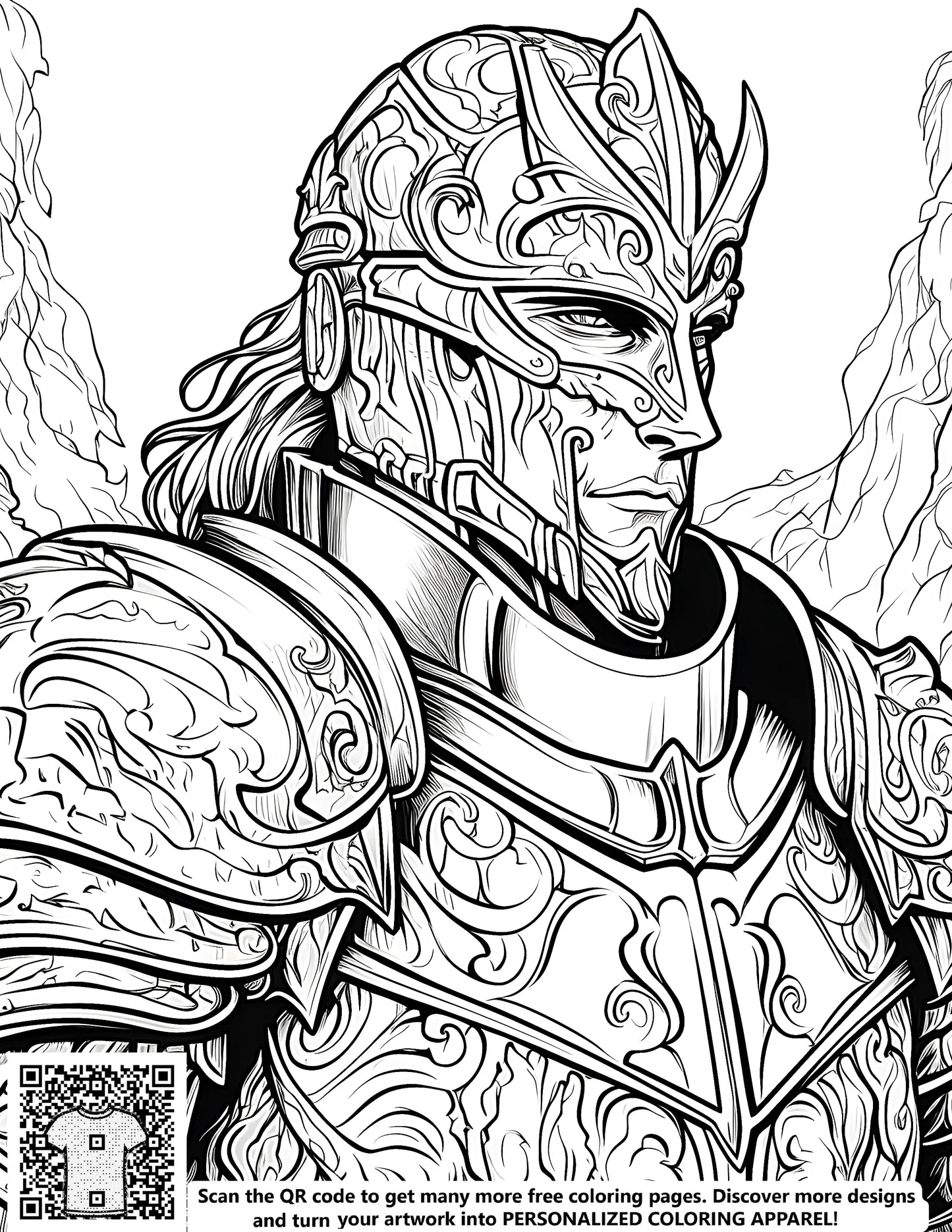 FREE Knight Coloring Page - Printable Armored Knight with Mountain Background