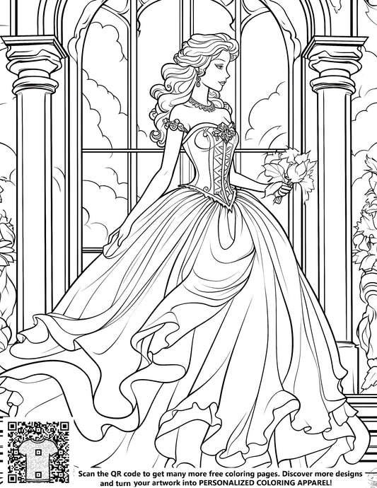 FREE Princess in Castle Coloring Page - Download NOW