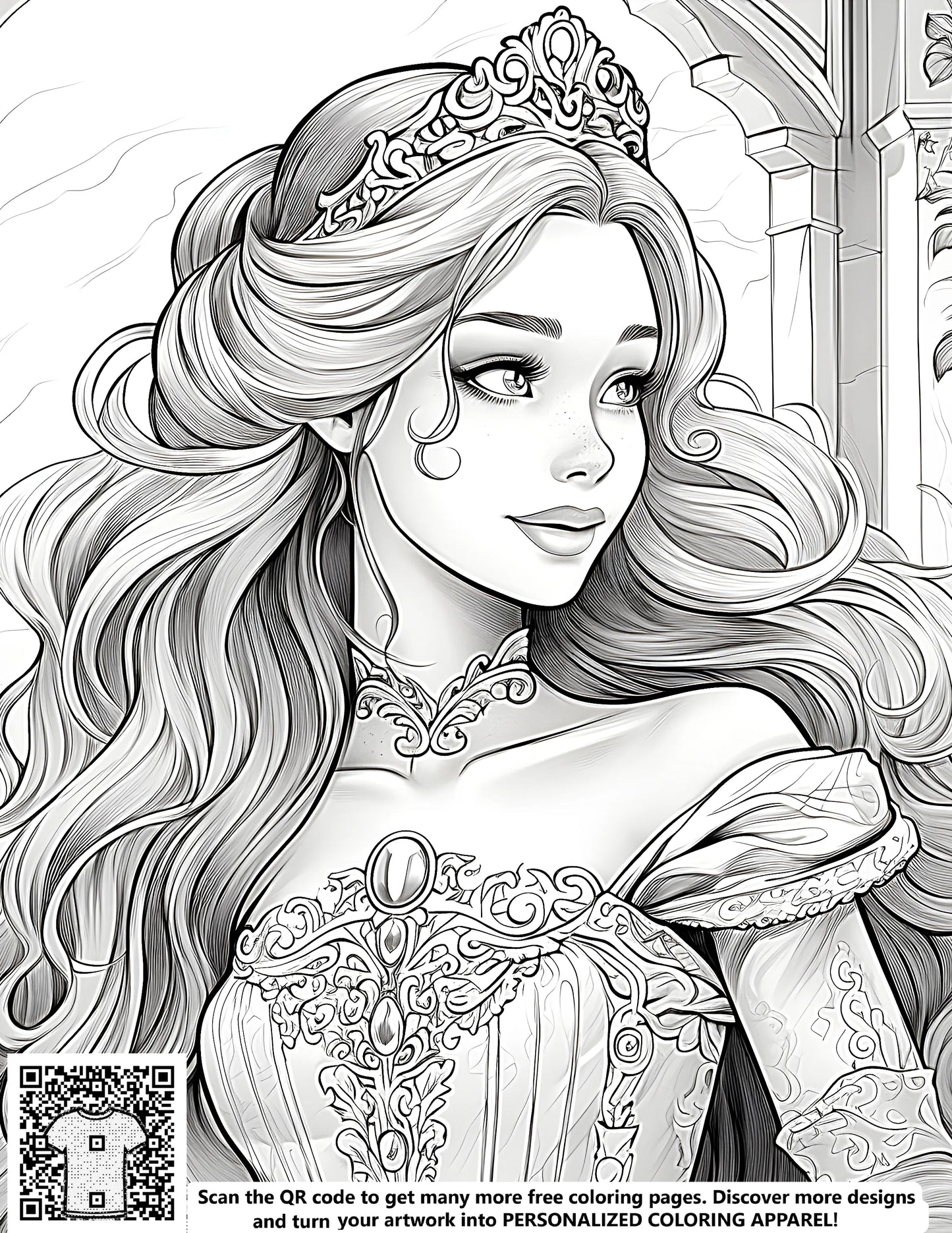 FREE Princess Coloring Page Download NOW - Intricate Palace Setting