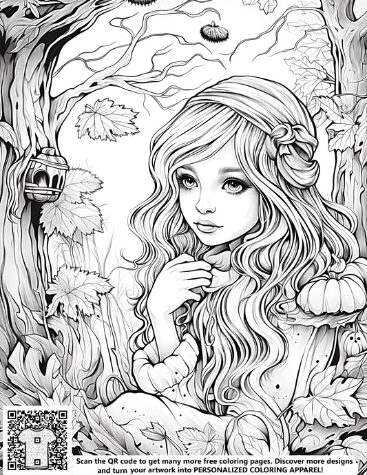 FREE Princess in Enchanted Forest Coloring Page - Printable Download