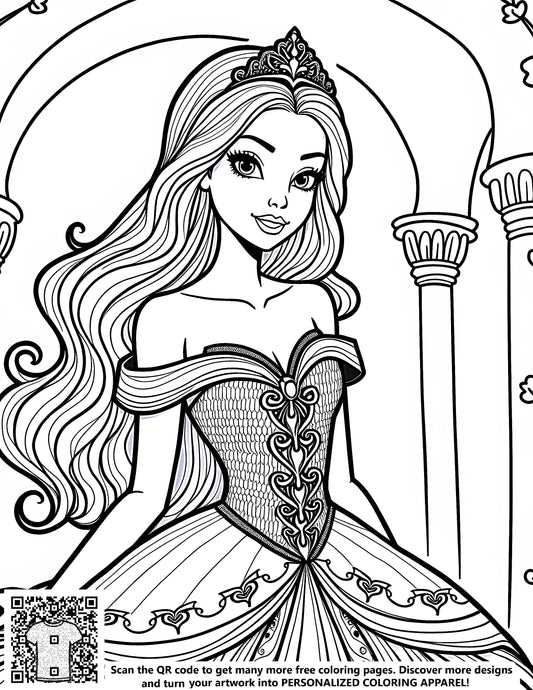 Detailed illustration of elegant princess in ornate dress