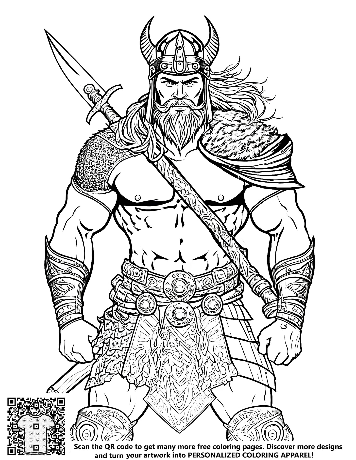 FREE Viking Warrior Coloring Page Download NOW