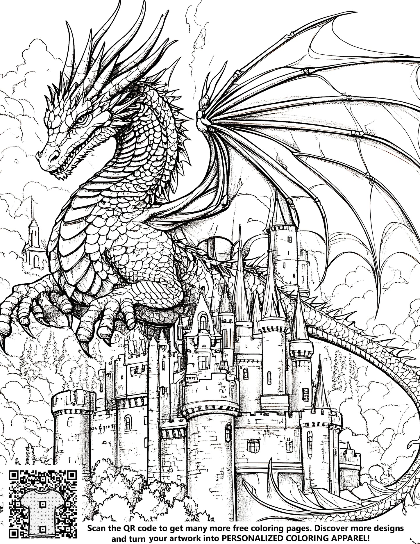 FREE Dragon Coloring Page - Intricate Scales & Wings - Printable Download