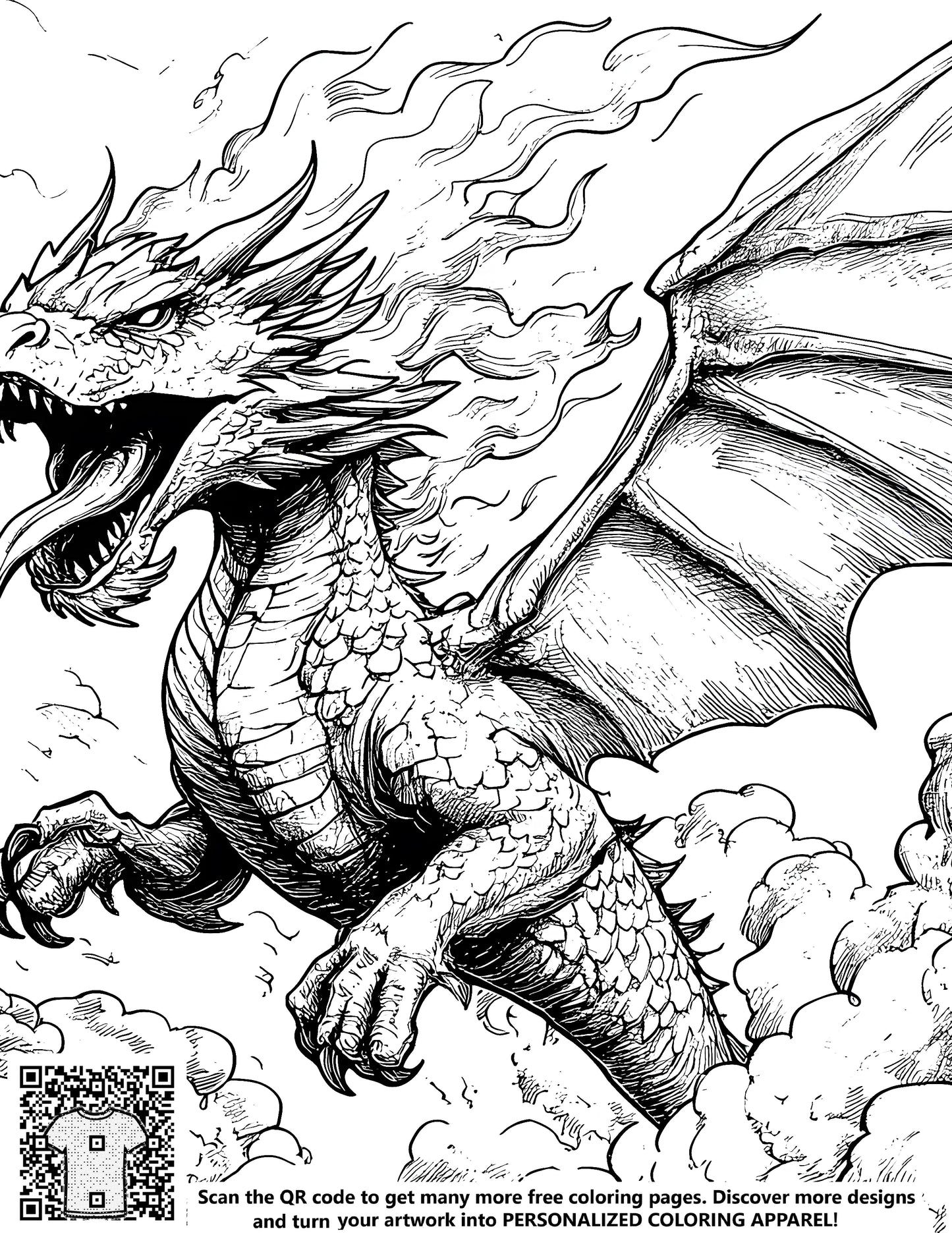 FREE Dragon Coloring Page - Majestic and Fearsome Printable Download