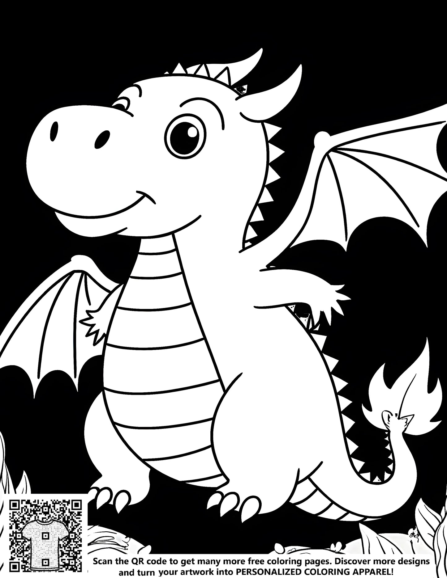 FREE Cartoon Dragon Coloring Page - Printable Download